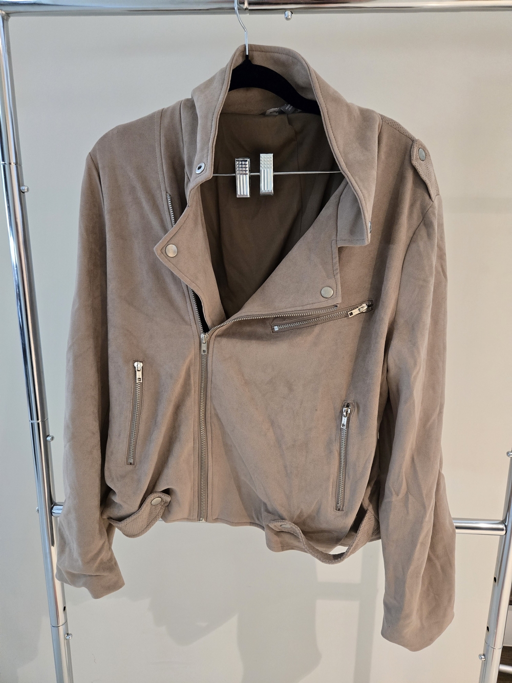 NWOT Market & Spruce Taupe  Faux Suede Moto Jacket